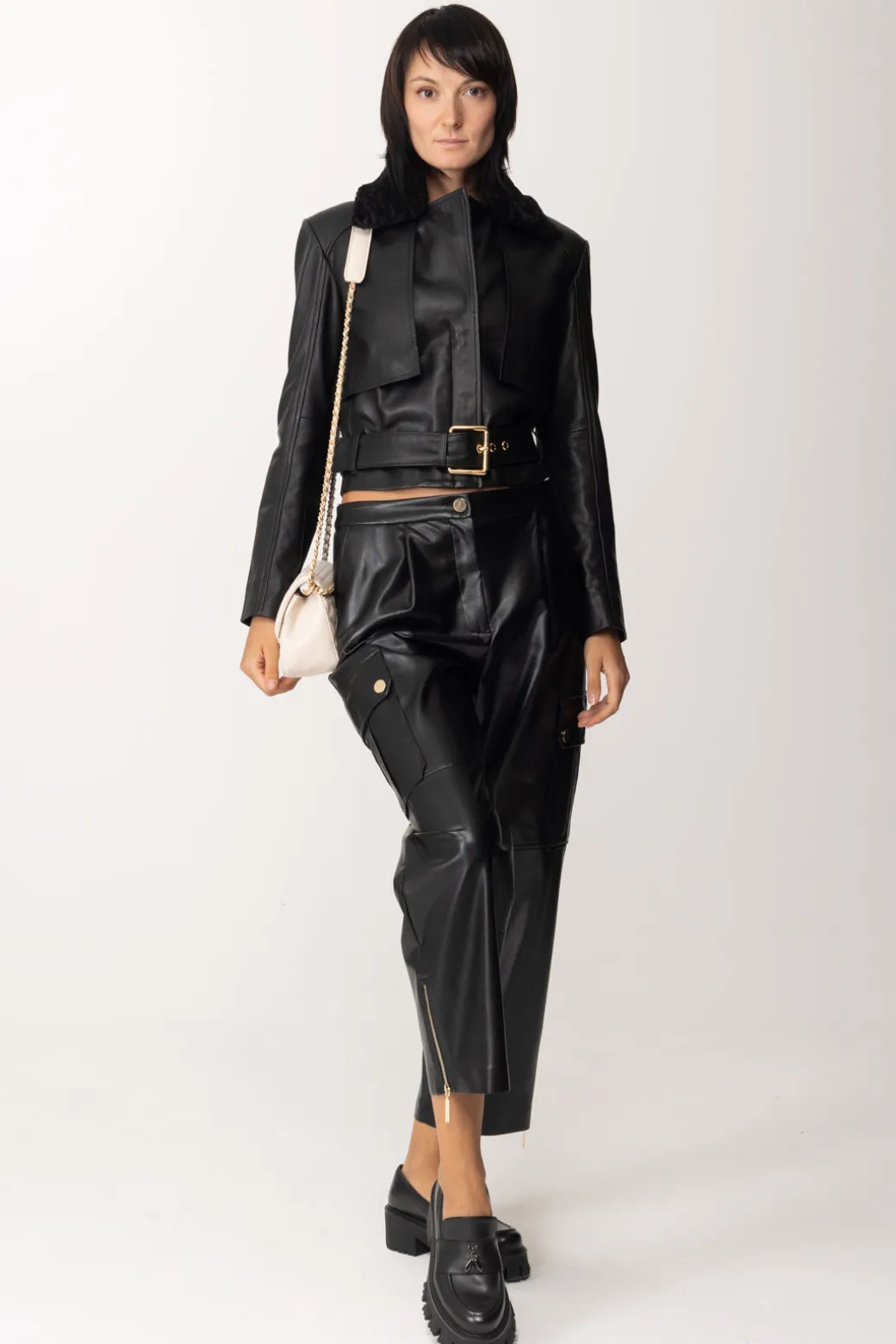 Donna Simona Corsellini Pantaloni Wide Leg con Tasche e Zip