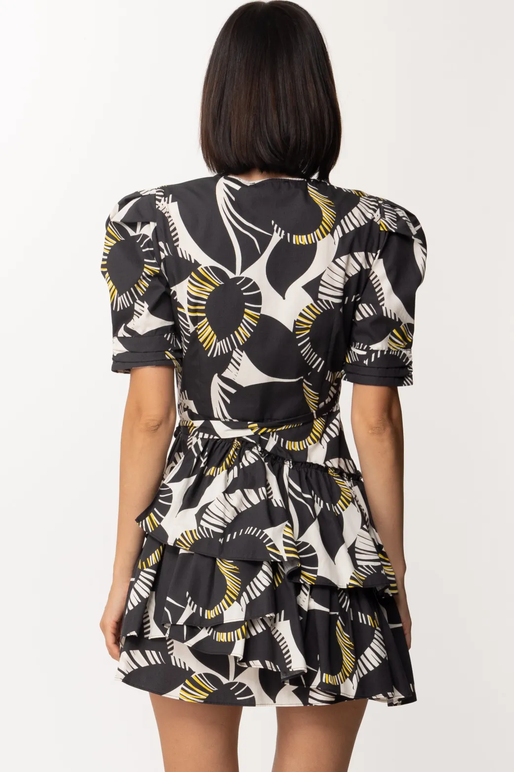 Donna Twin-set Abito a Portafoglio con Stampa e Balze