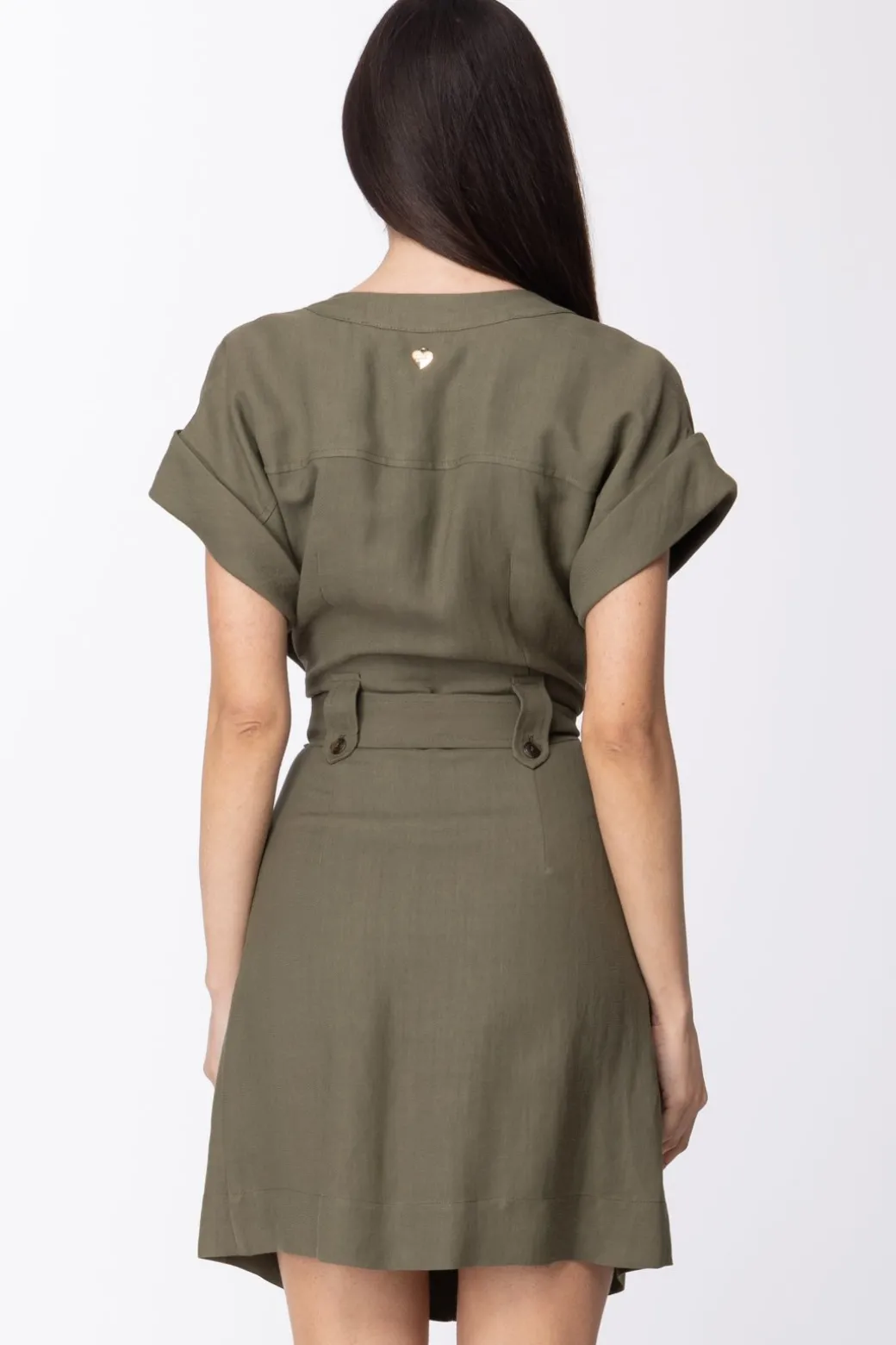 Donna Twin-set Abito In Canvas con Maniche Kimono e Fusciacca