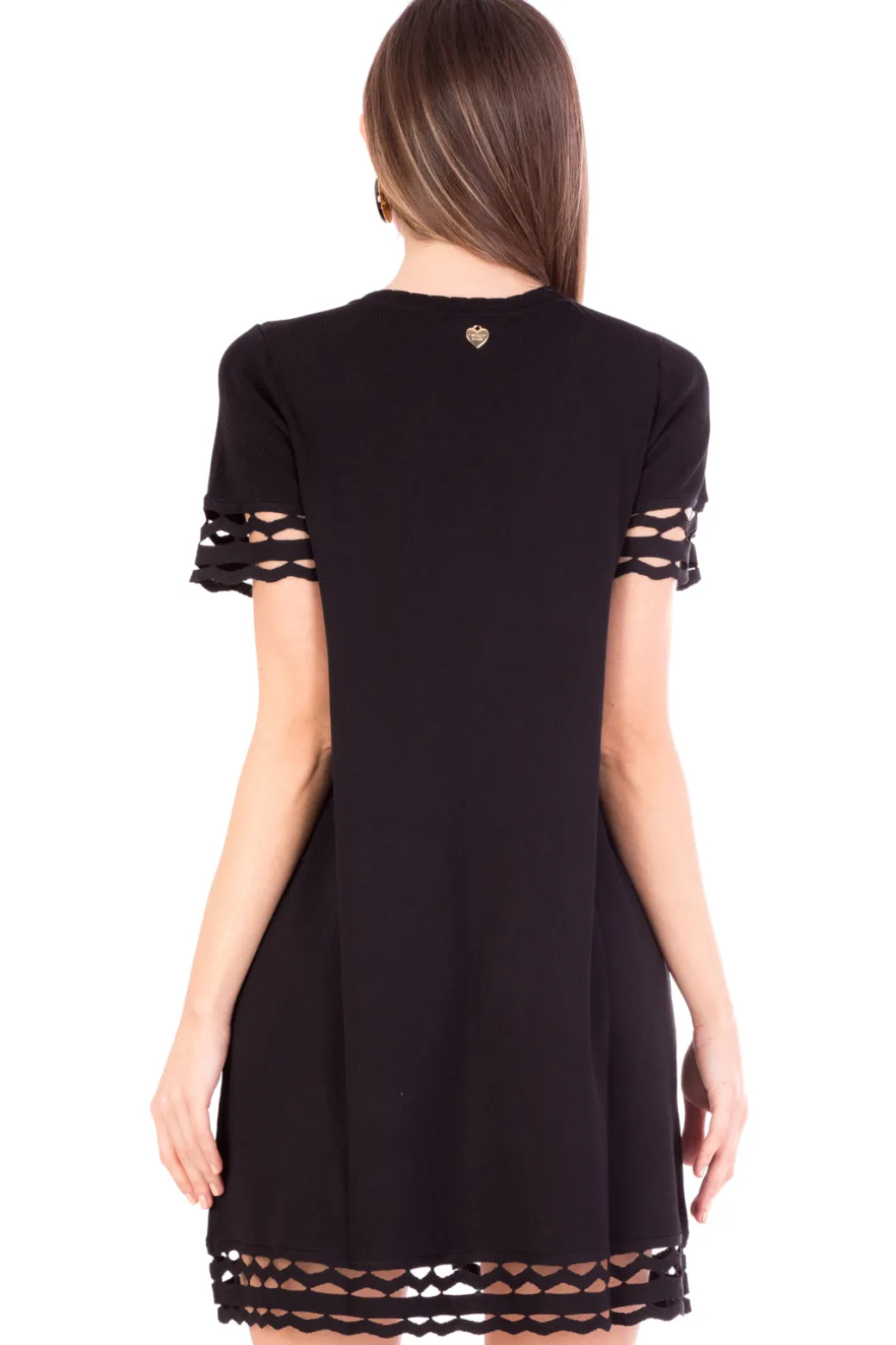Donna Twin-set Abito In Maglia a Sacchetto Orli Traforati
