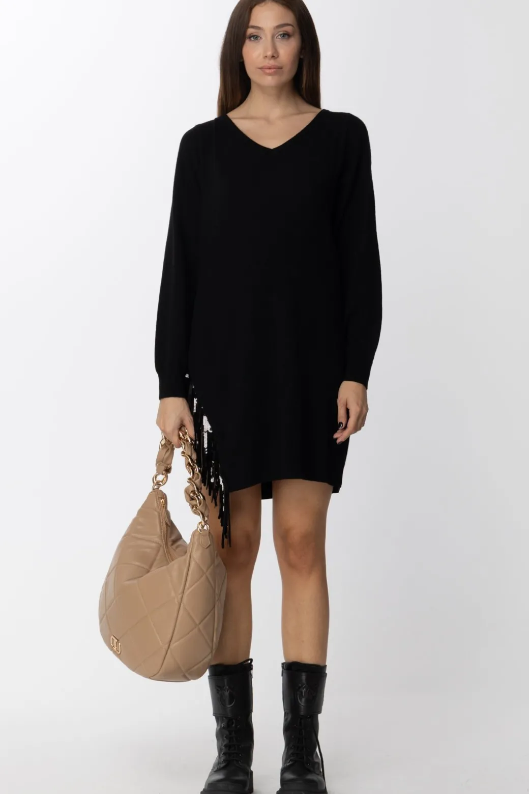 Donna Twin-set Abito In Maglia con Frange