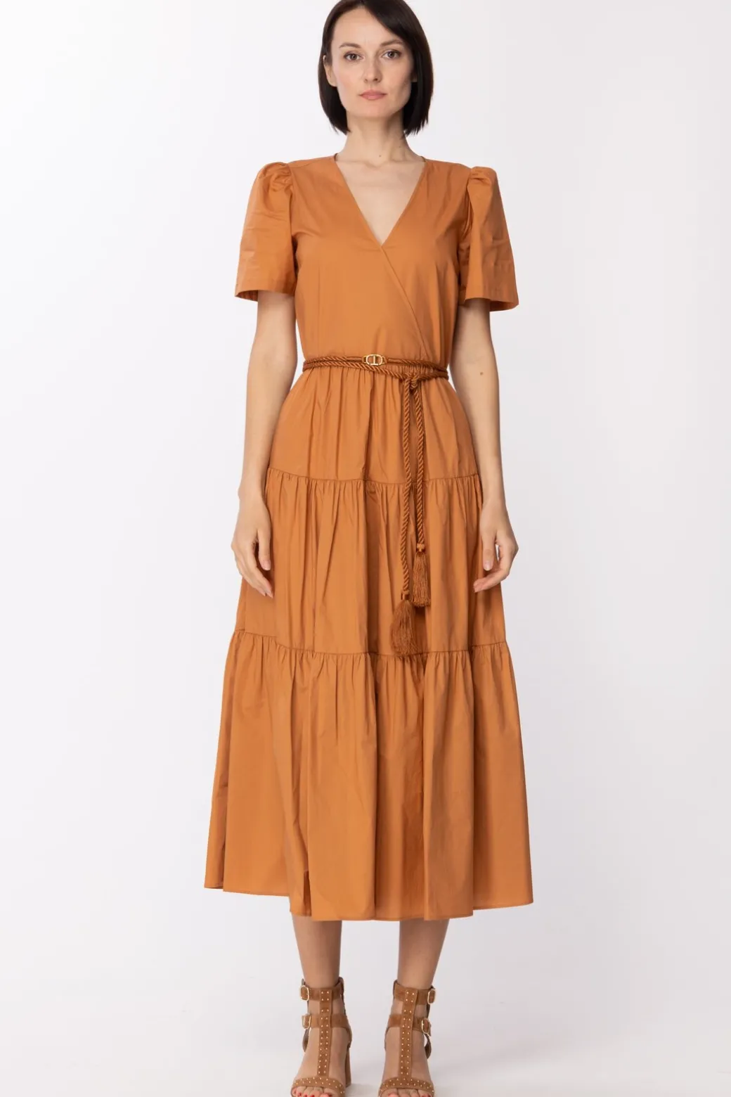 Donna Twin-set Abito In Popeline a Balze
