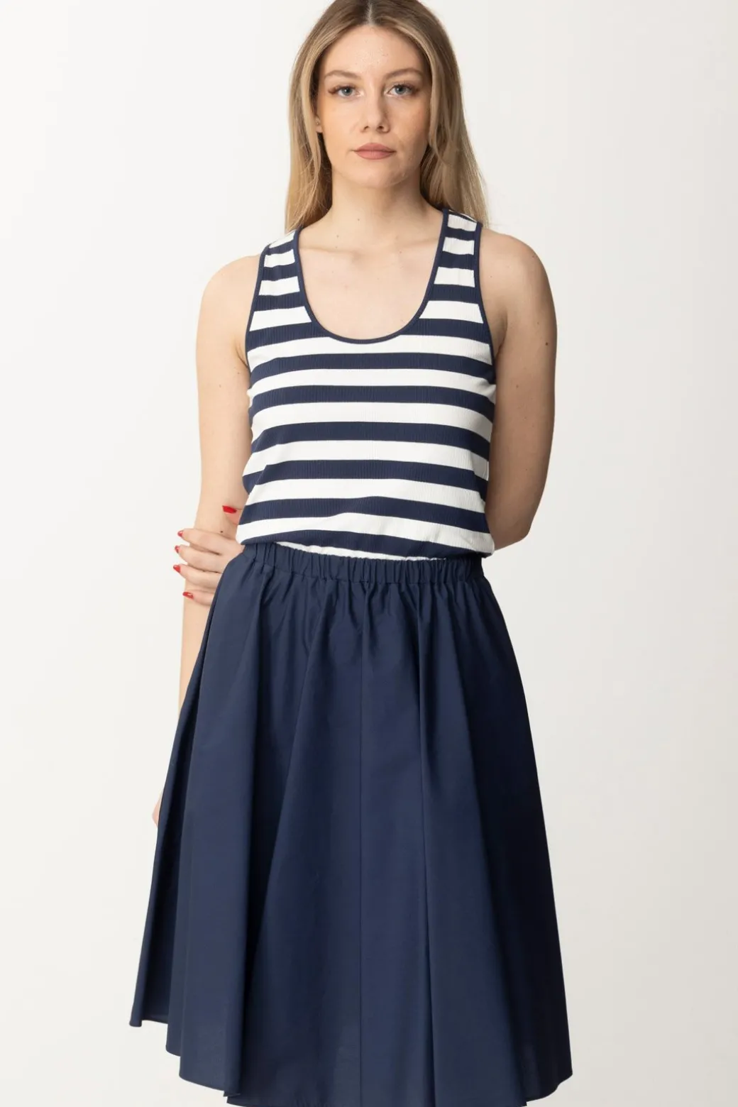 Donna Twin-set Abito Longuette In Maglia e Popeline
