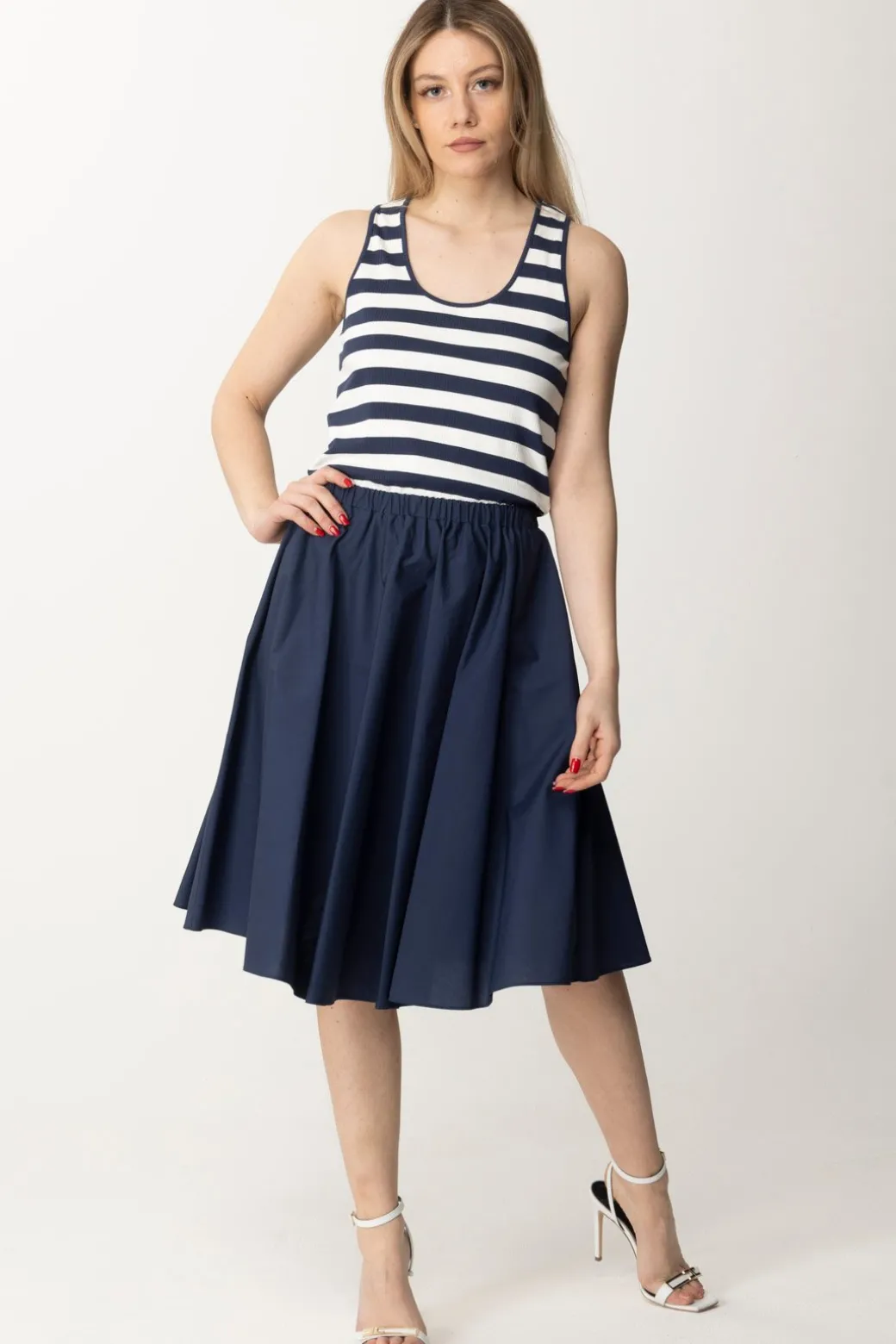 Donna Twin-set Abito Longuette In Maglia e Popeline
