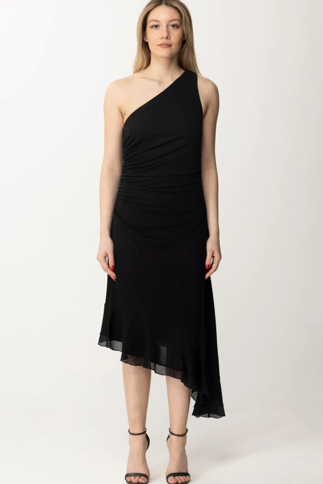 Donna Twin-set Abito Longuette Monospalla con Drappeggi
