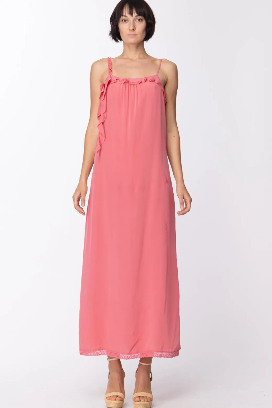 Donna Twin-set Abito Lungo a Sottoveste In Seta