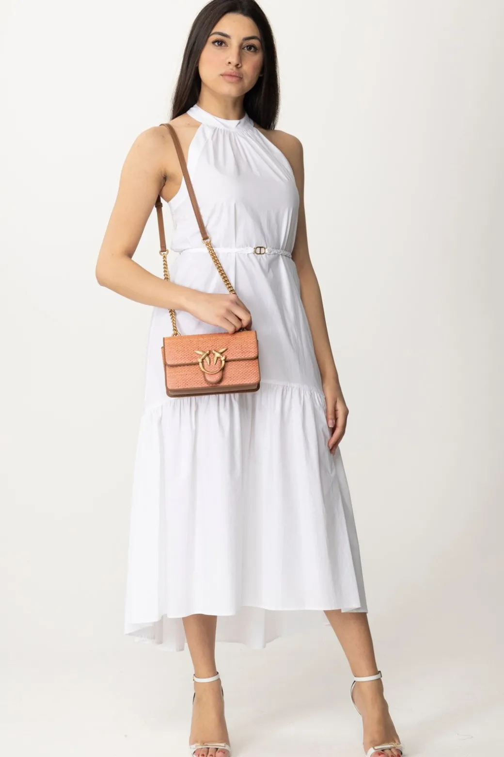 Donna Twin-set Abito Lungo Asimmetrico In Cotone