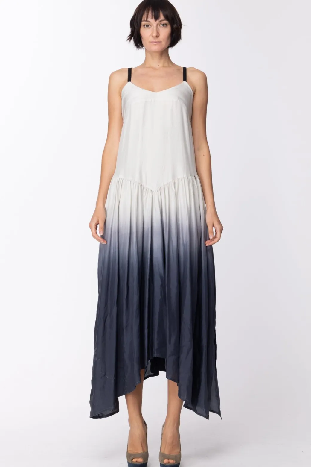 Donna Twin-set Abito Lungo Asimmetrico Sfumato