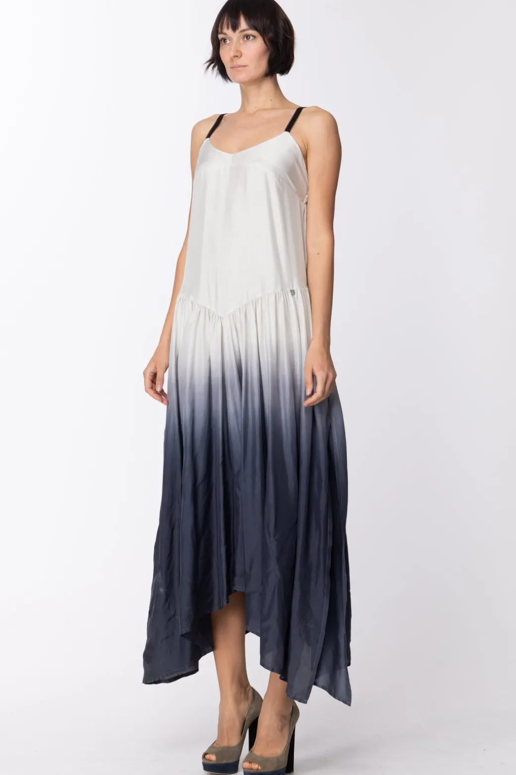 Donna Twin-set Abito Lungo Asimmetrico Sfumato