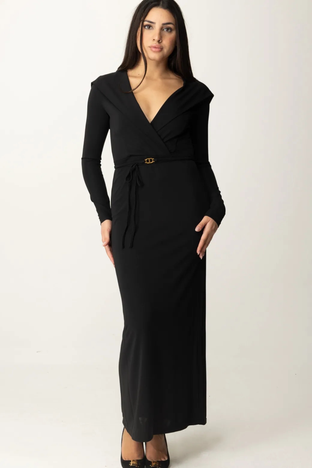 Donna Twin-set Abito Lungo con Cintura