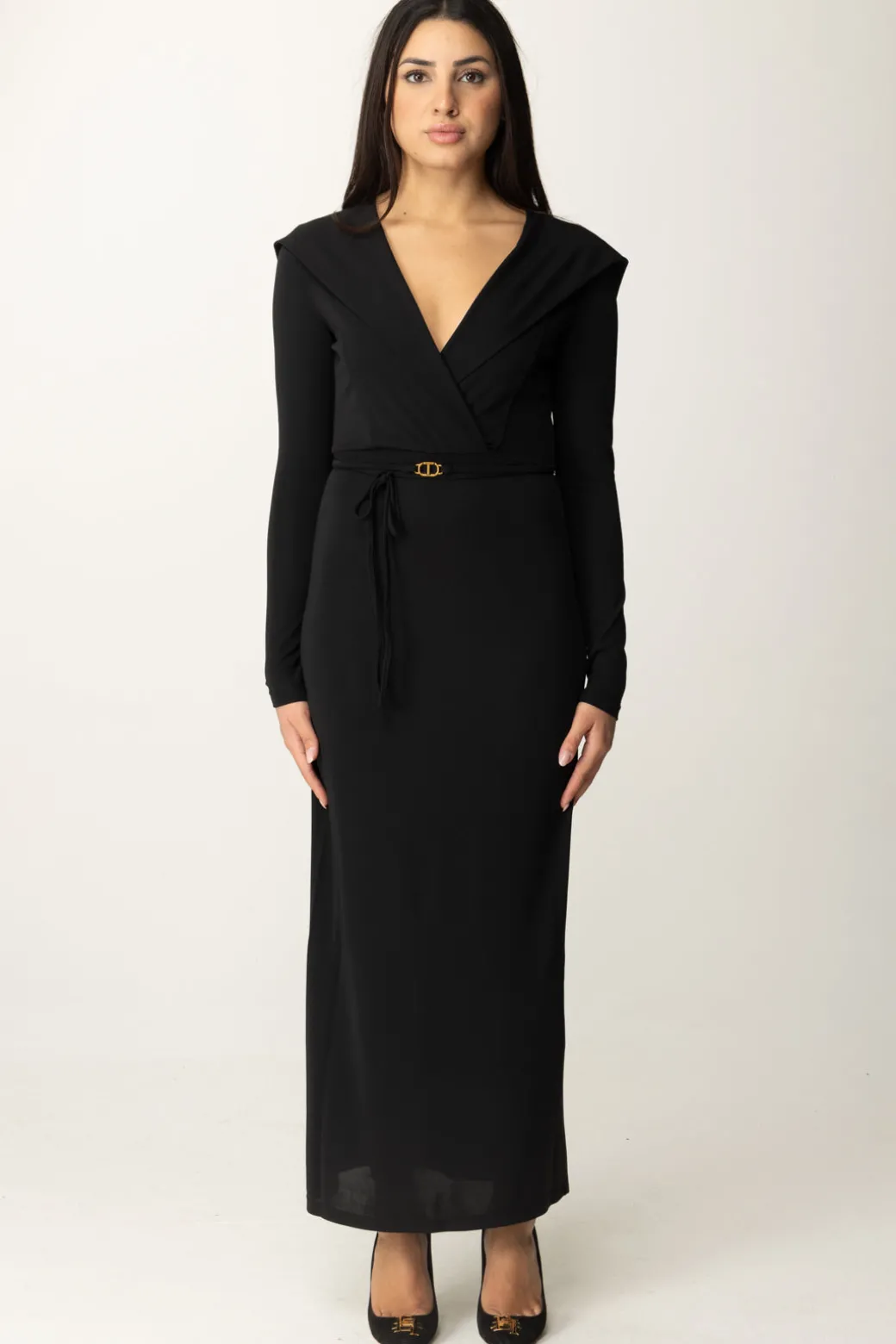 Donna Twin-set Abito Lungo con Cintura