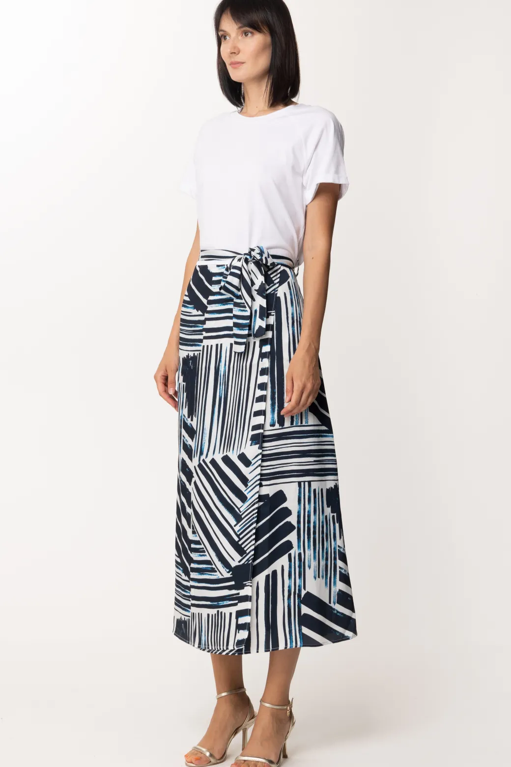 Donna Twin-set Abito Lungo con Gonna Stampata