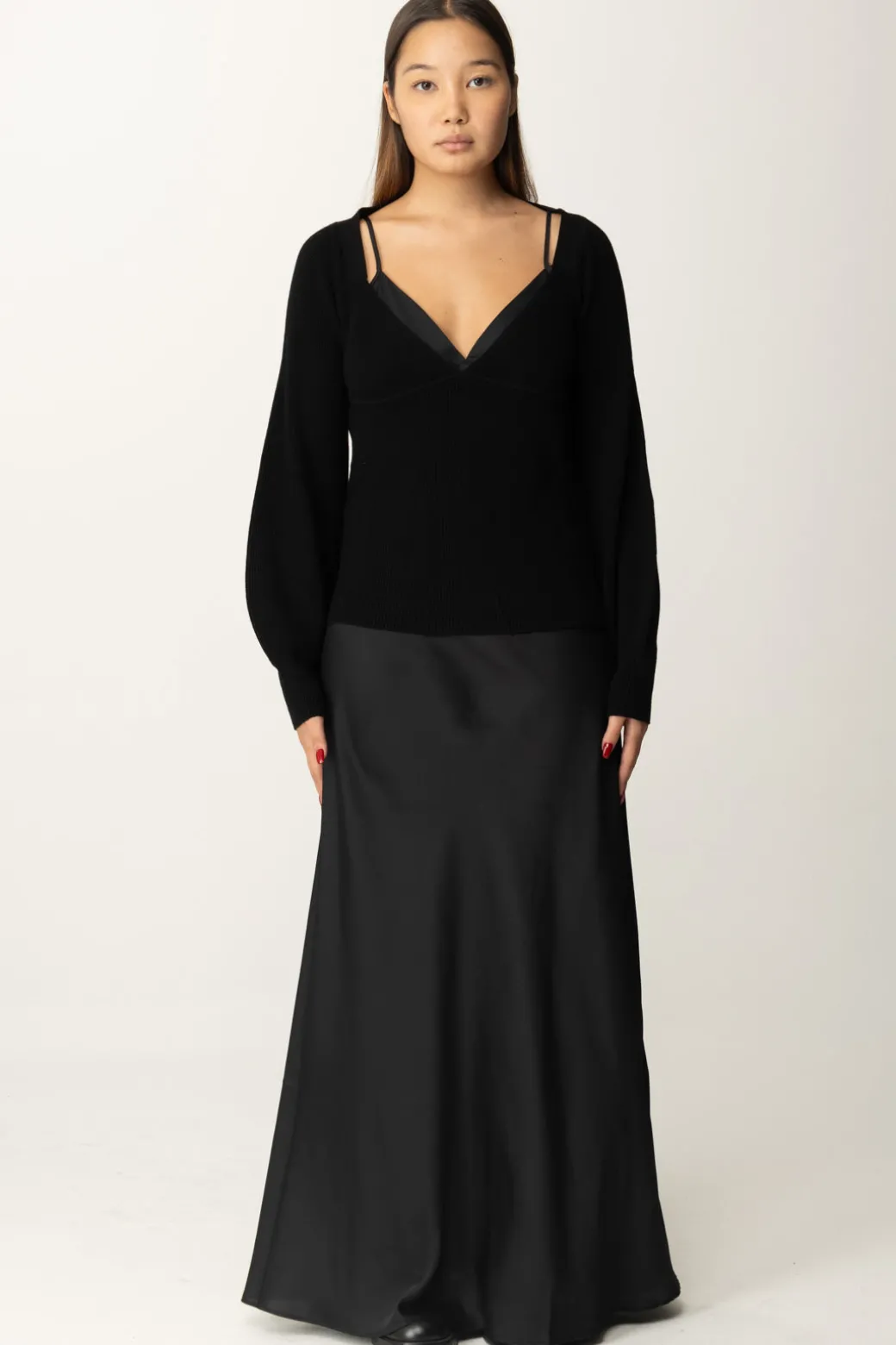 Donna Twin-set Abito Lungo Sottoveste con Maglione