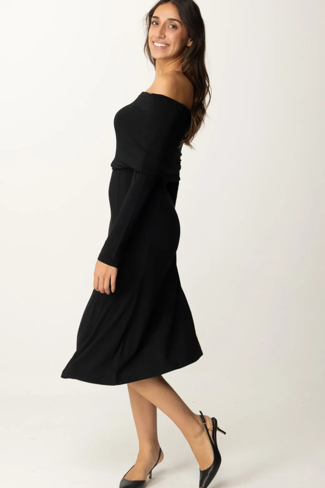 Donna Twin-set Abito Midi con Ricamo Logo