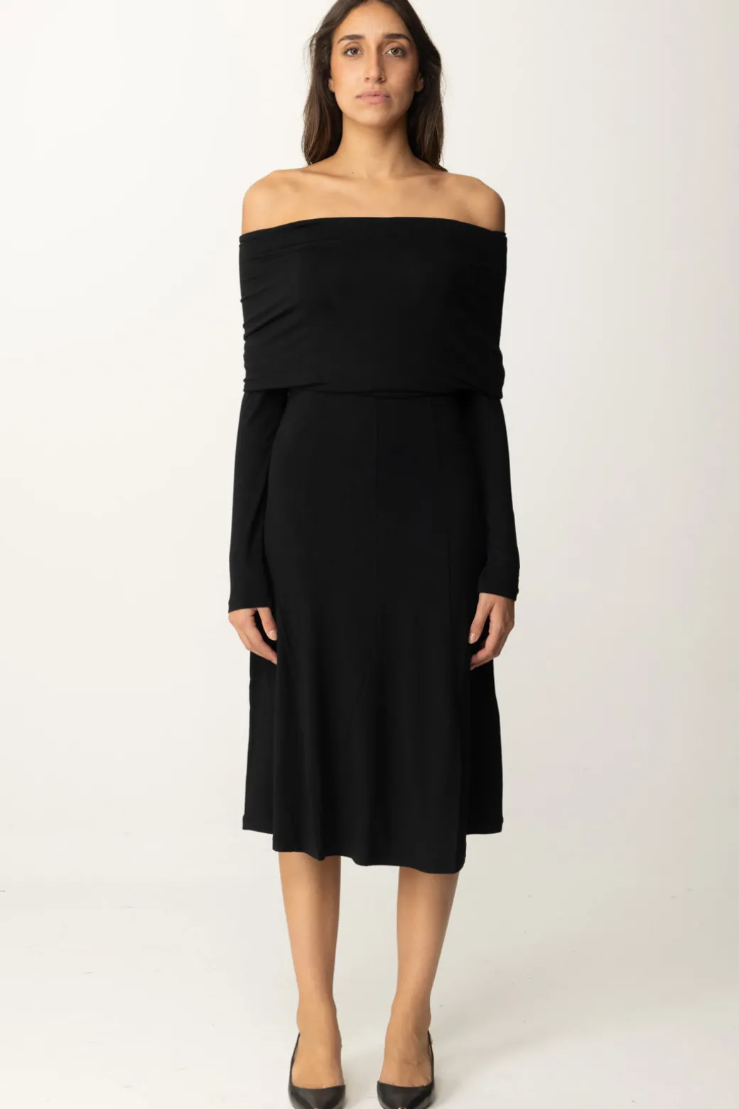 Donna Twin-set Abito Midi con Ricamo Logo