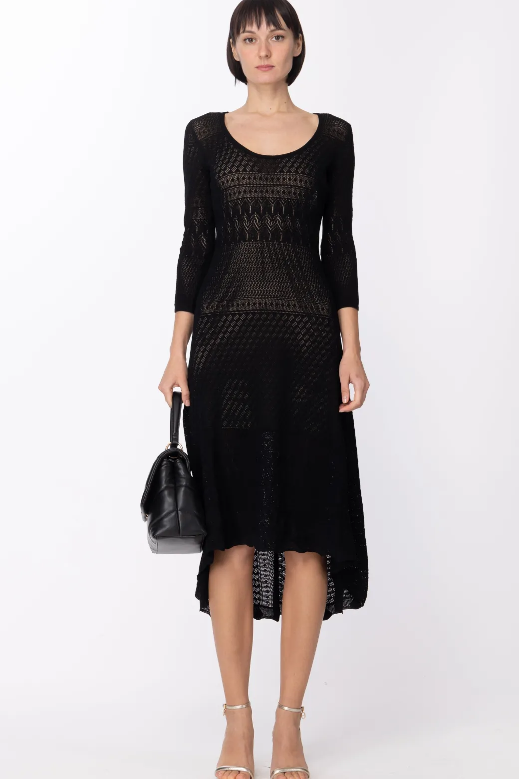 Donna Twin-set Abito Midi In Punto Pizzo
