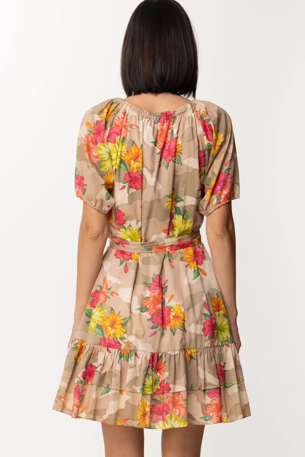 Donna Twin-set Abito Mini a Fiori con Stampa