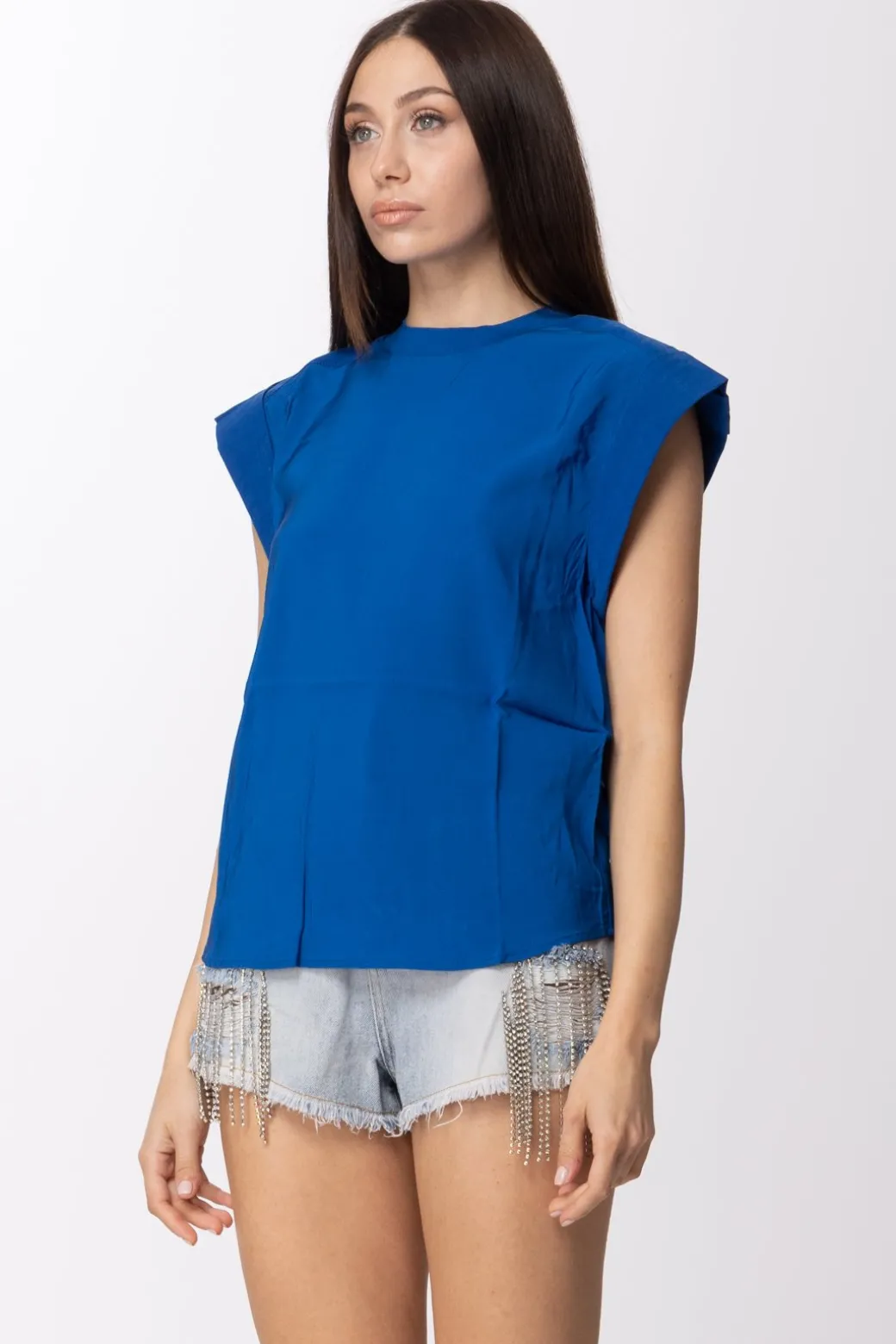 Donna Twin-set Blusa con Risvolti In Tripla Georgette