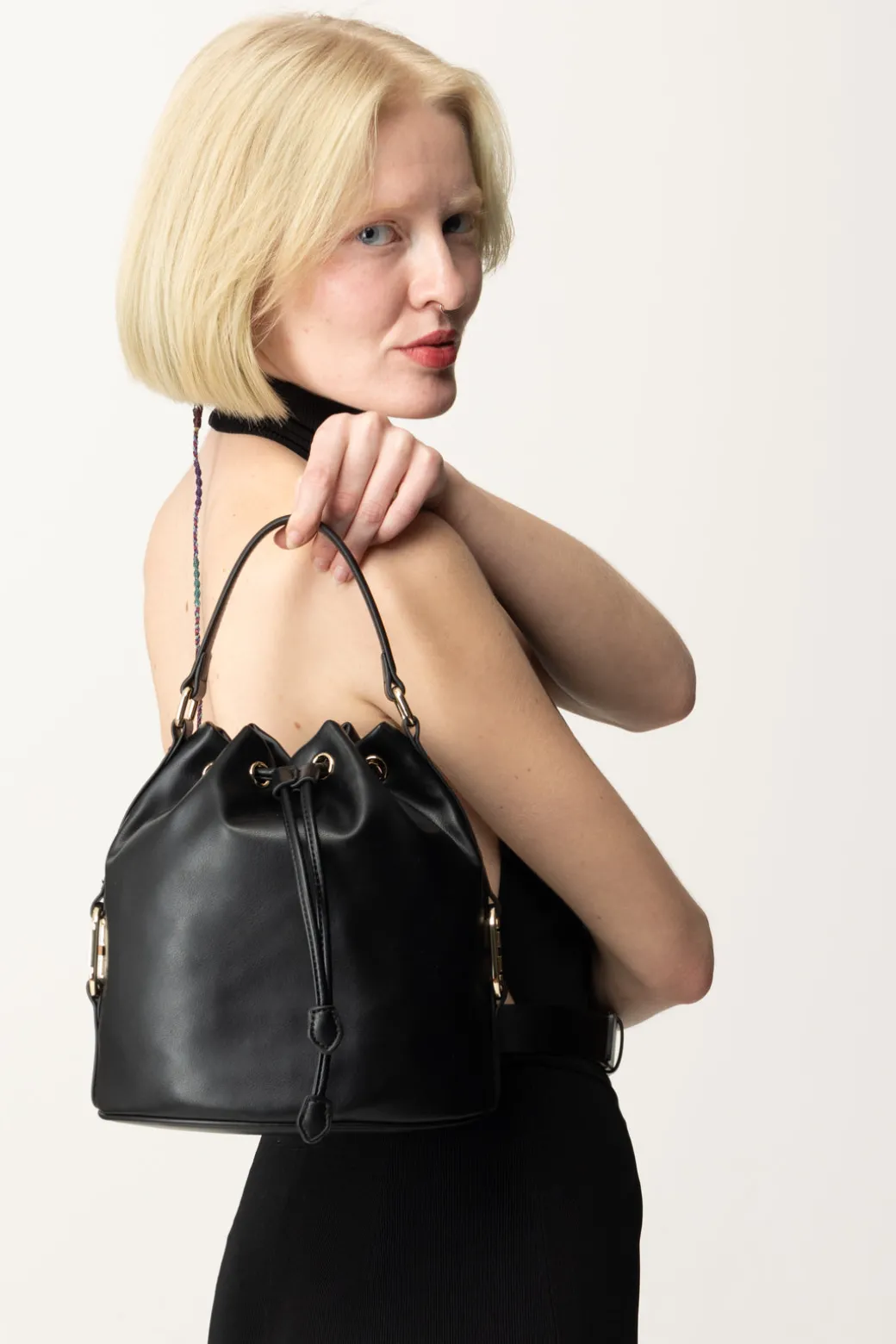 Donna Twin-set Borsa a Secchiello con Fibbie Logate