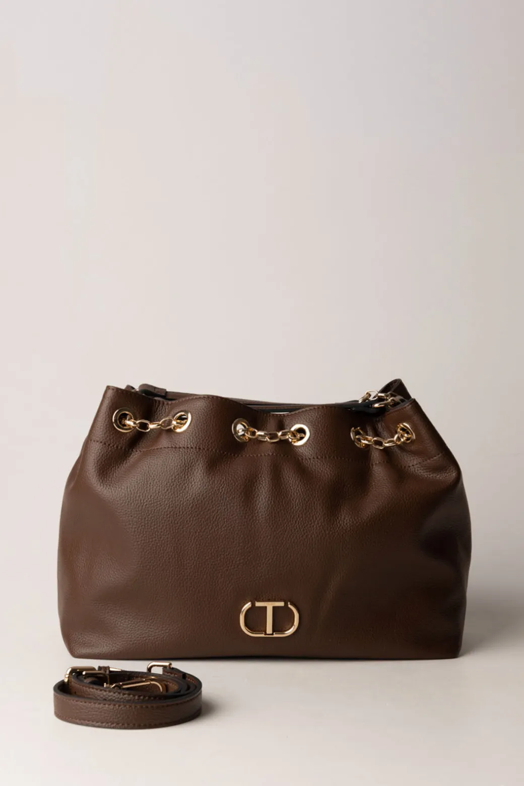 Donna Twin-set Borsa a Secchiello Morbida con Logo