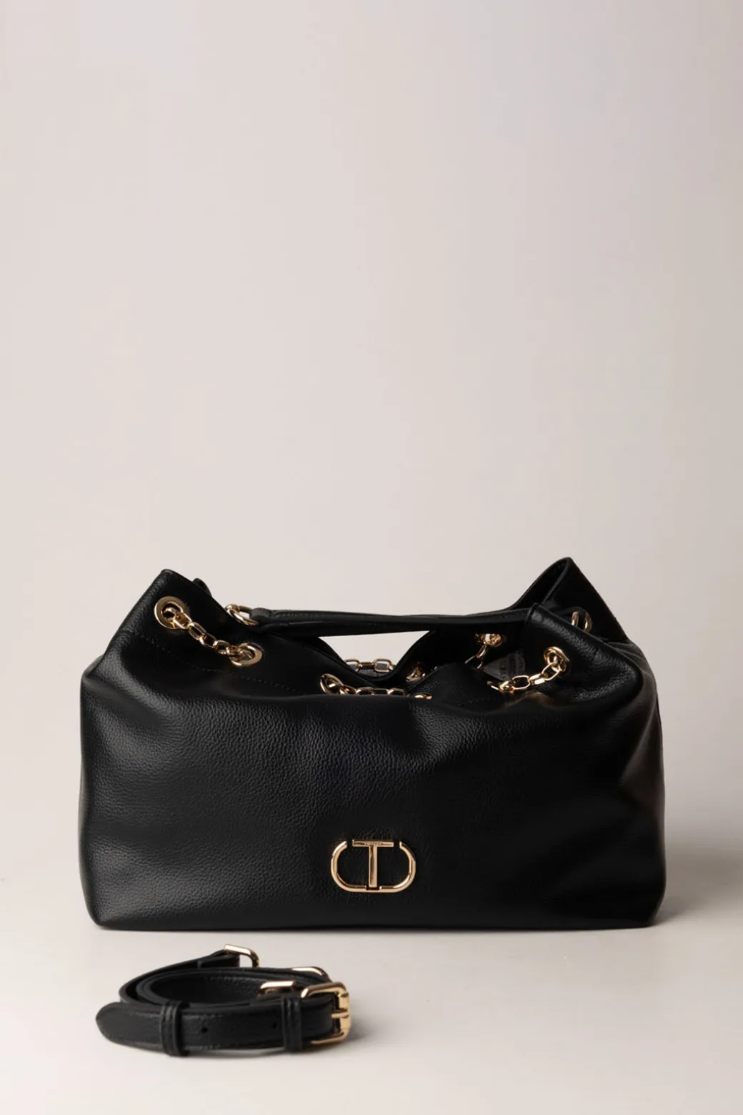 Donna Twin-set Borsa a Secchiello Morbida con Logo