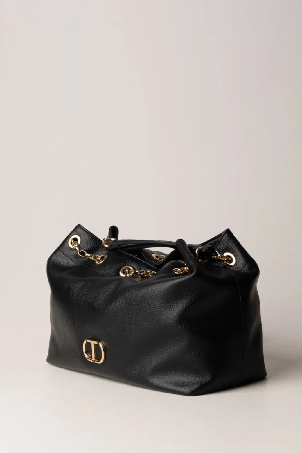 Donna Twin-set Borsa a Secchiello Morbida con Logo