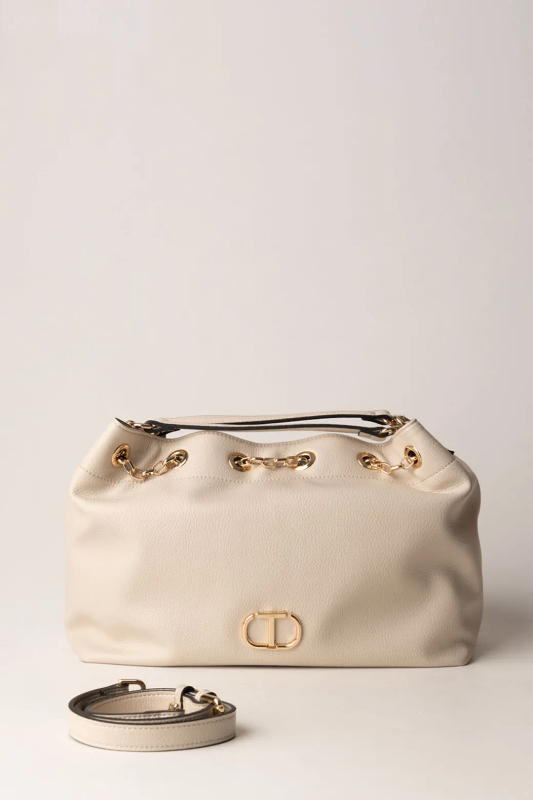 Donna Twin-set Borsa a Secchiello Morbida con Logo