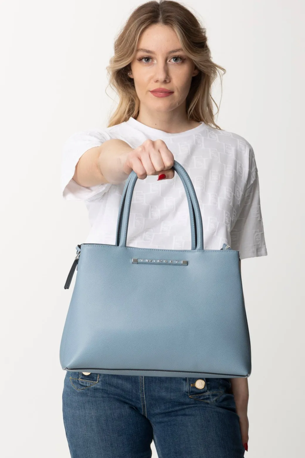 Donna Twin-set Borsa Tote Media con Logo Lettering