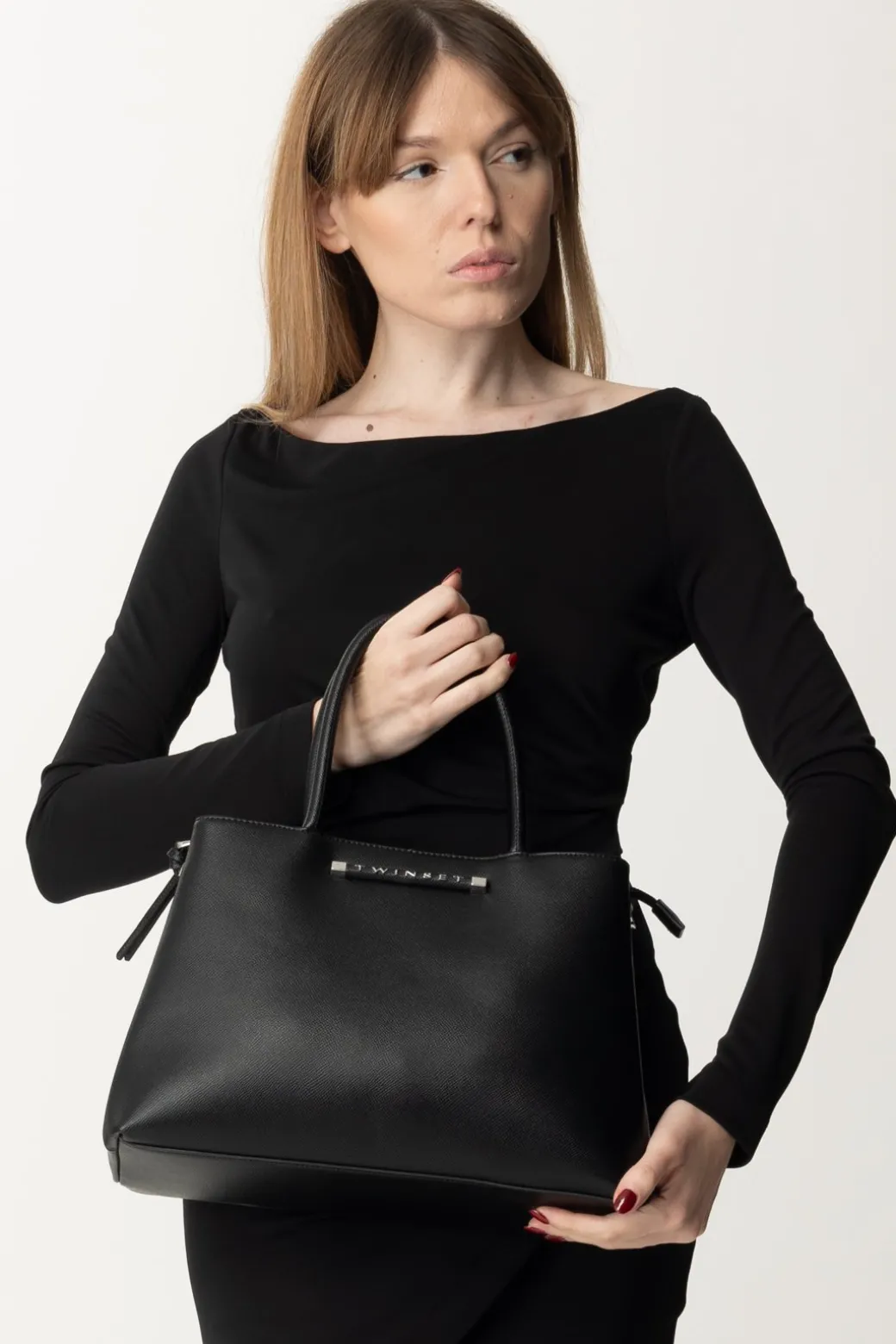 Donna Twin-set Borsa Tote Media con Logo Lettering
