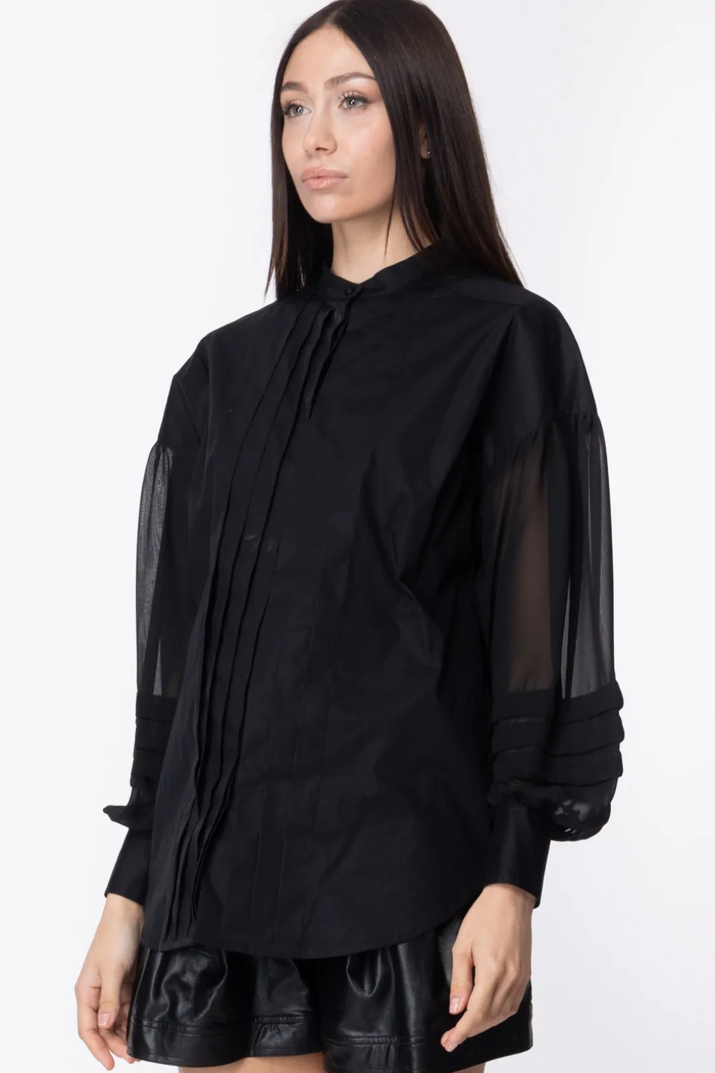 Donna Twin-set Camicia con Maniche Trasparenti