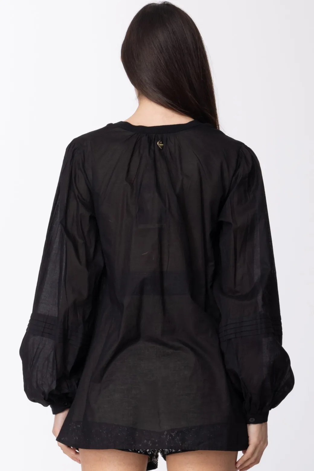 Donna Twin-set Camicia In Mussola con Inserto Maglia In Misto Lino
