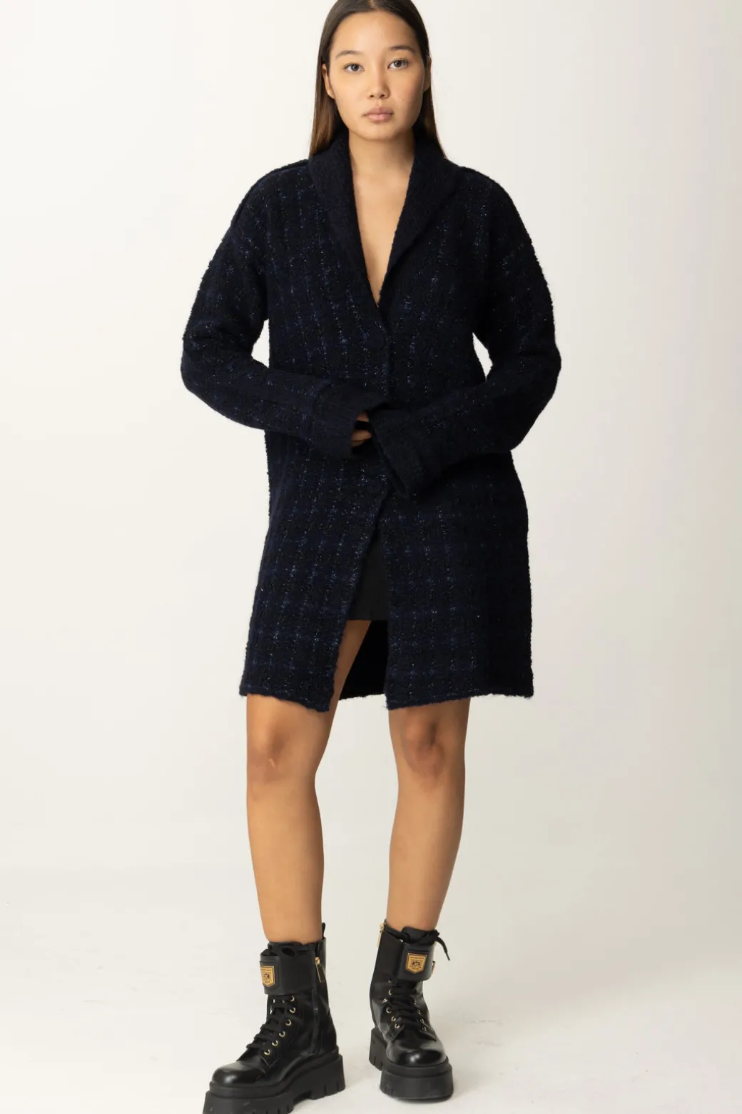 Donna Twin-set Cappotto Bouclè In Lurex