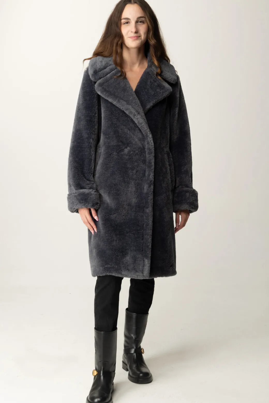 Donna Twin-set Cappotto In Pelliccia Oversize