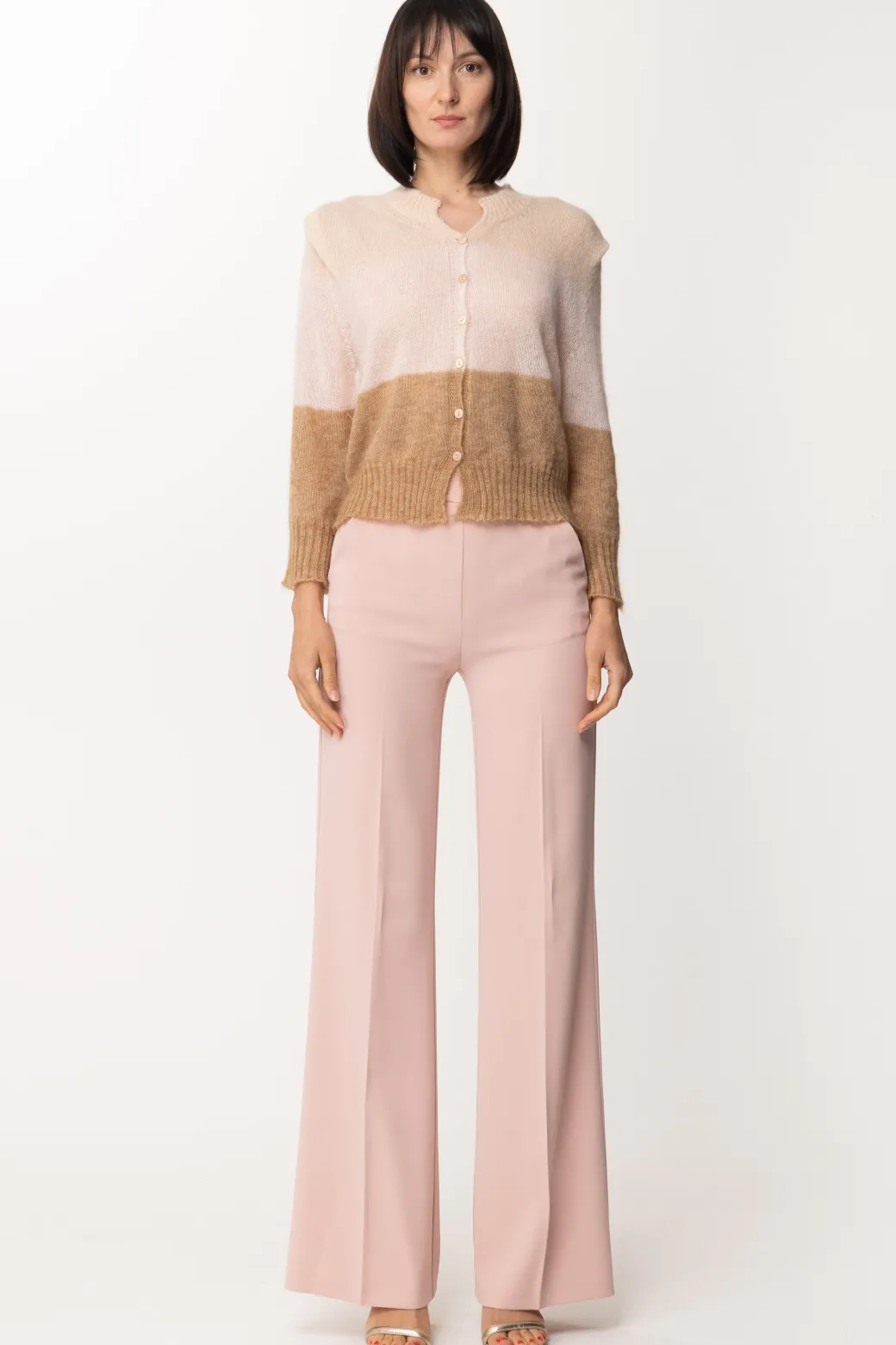 Donna Twin-set Cardigan Bicolor In Misto Mohair