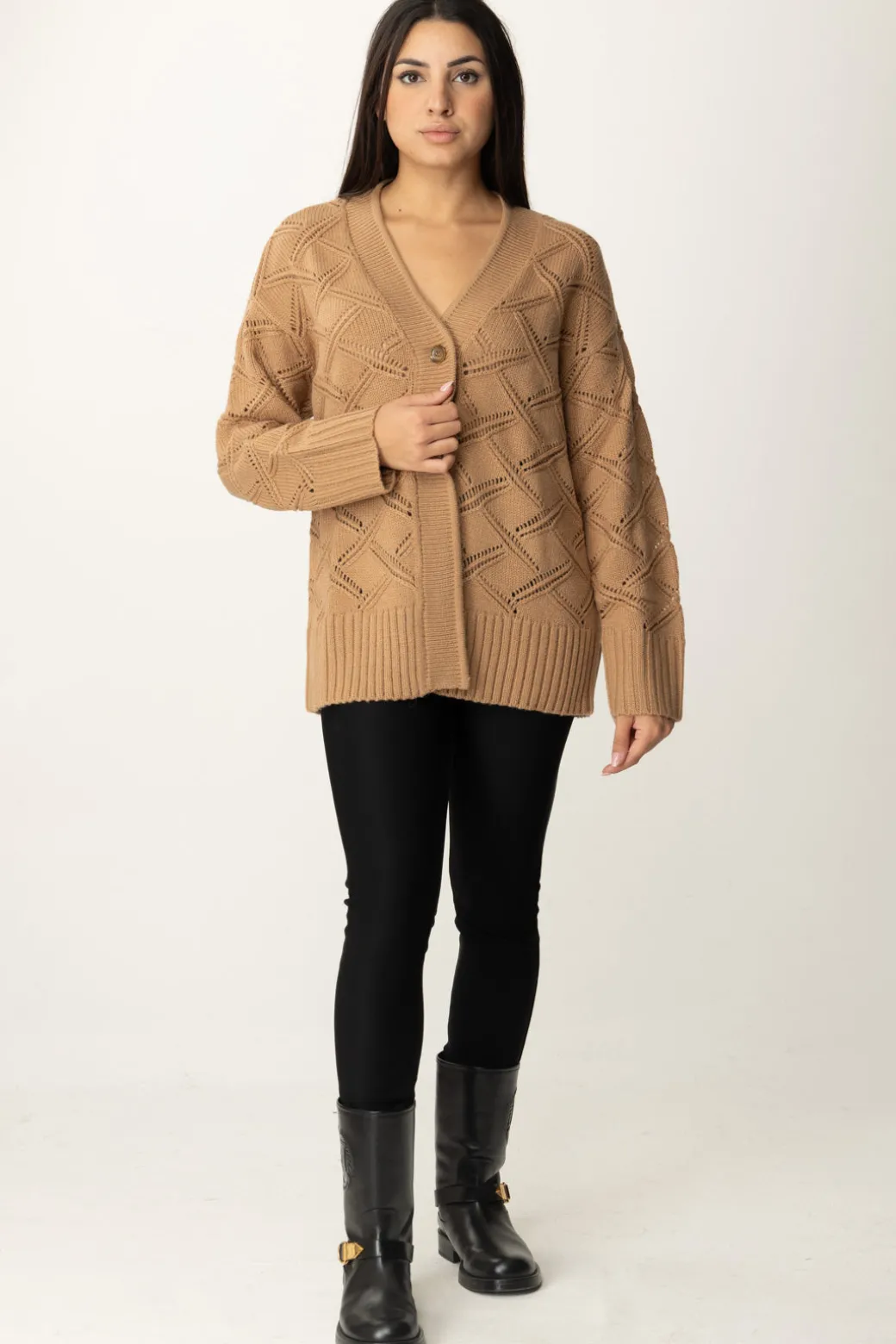 Donna Twin-set Cardigan Lungo a Losanghe