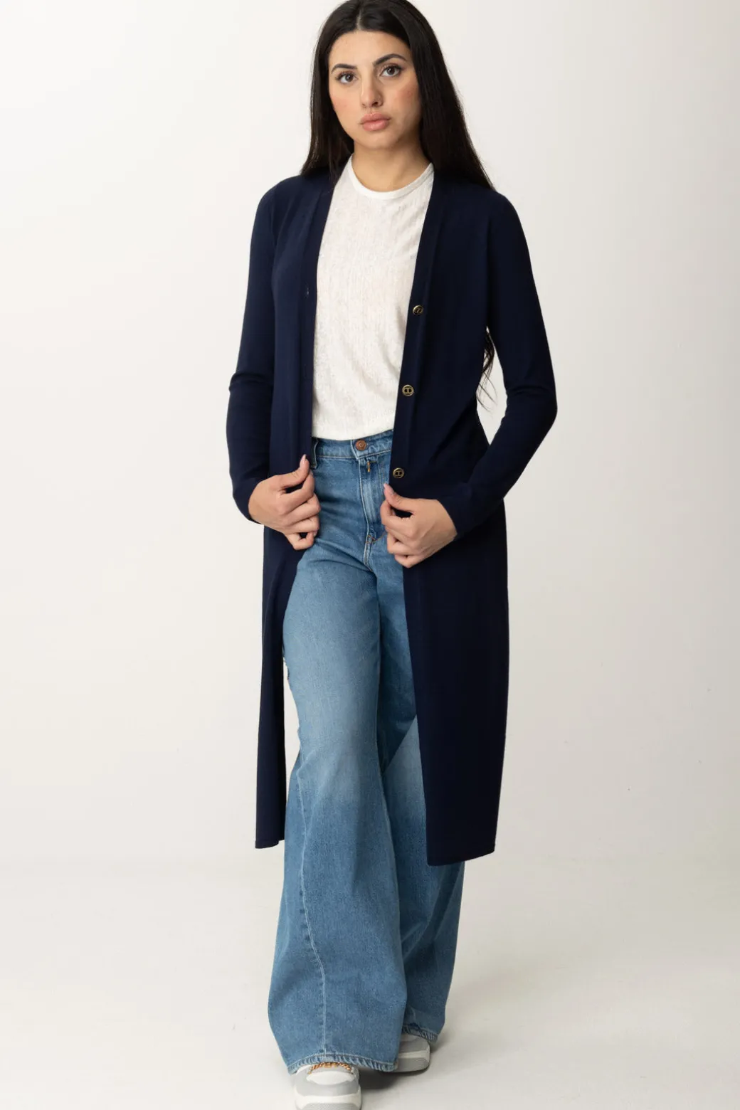 Donna Twin-set Cardigan Lungo In Maglia
