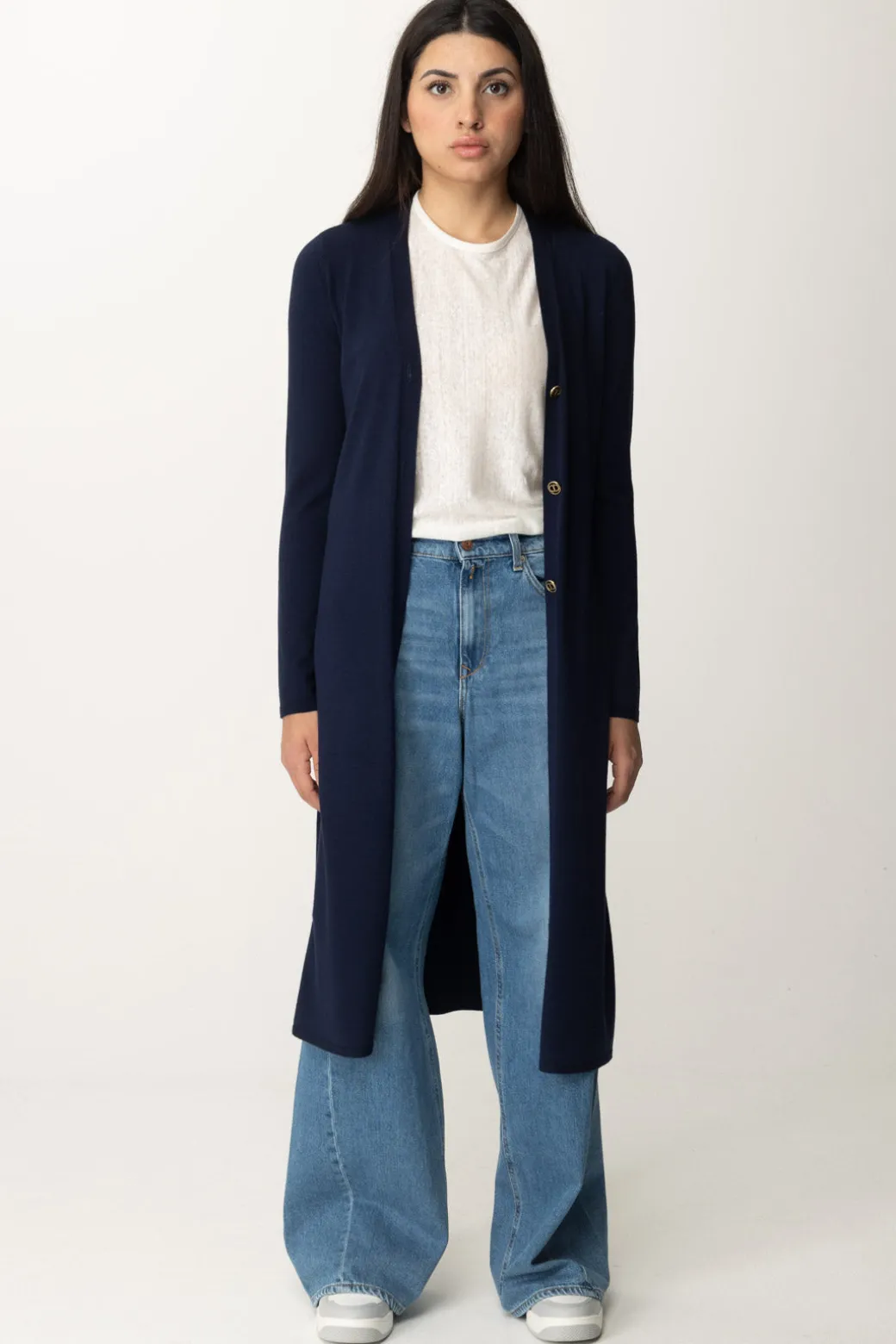Donna Twin-set Cardigan Lungo In Maglia