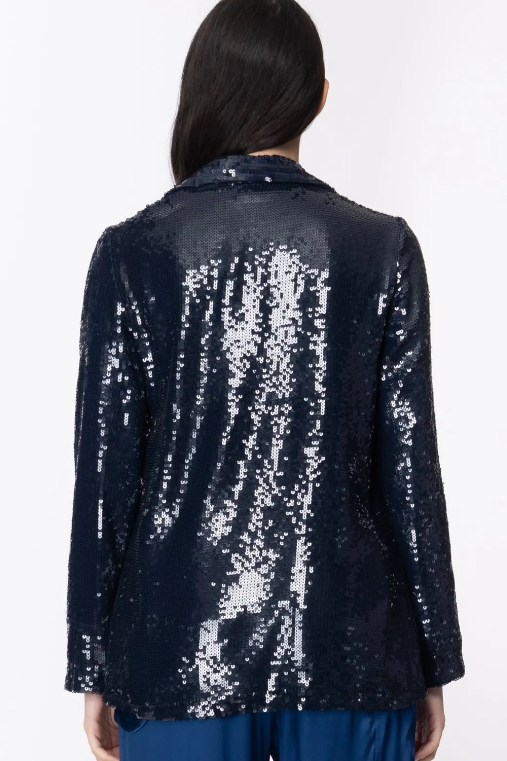 Donna Twin-set Giacca Blazer con Full Paillettes con Chiusura Bottone Nascosto e Stasche