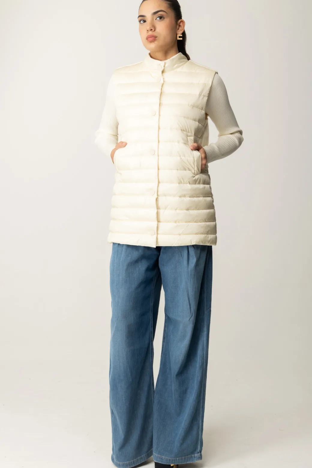 Donna Twin-set Gilet Imbottito con Inserto In Maglia