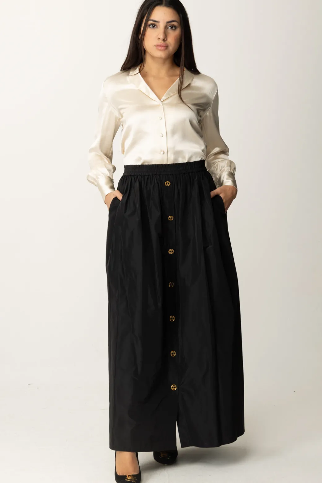 Donna Twin-set Gonna Maxi con Bottoni
