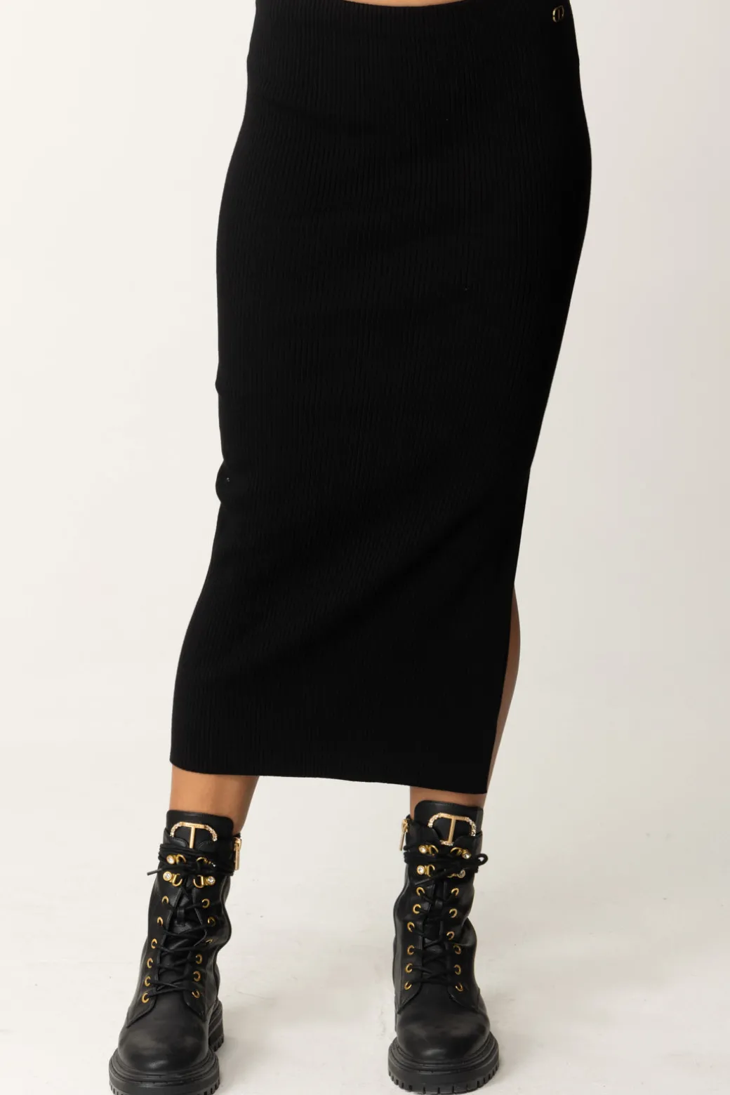 Donna Twin-set Gonna Midi In Misto Viscosa Stretch