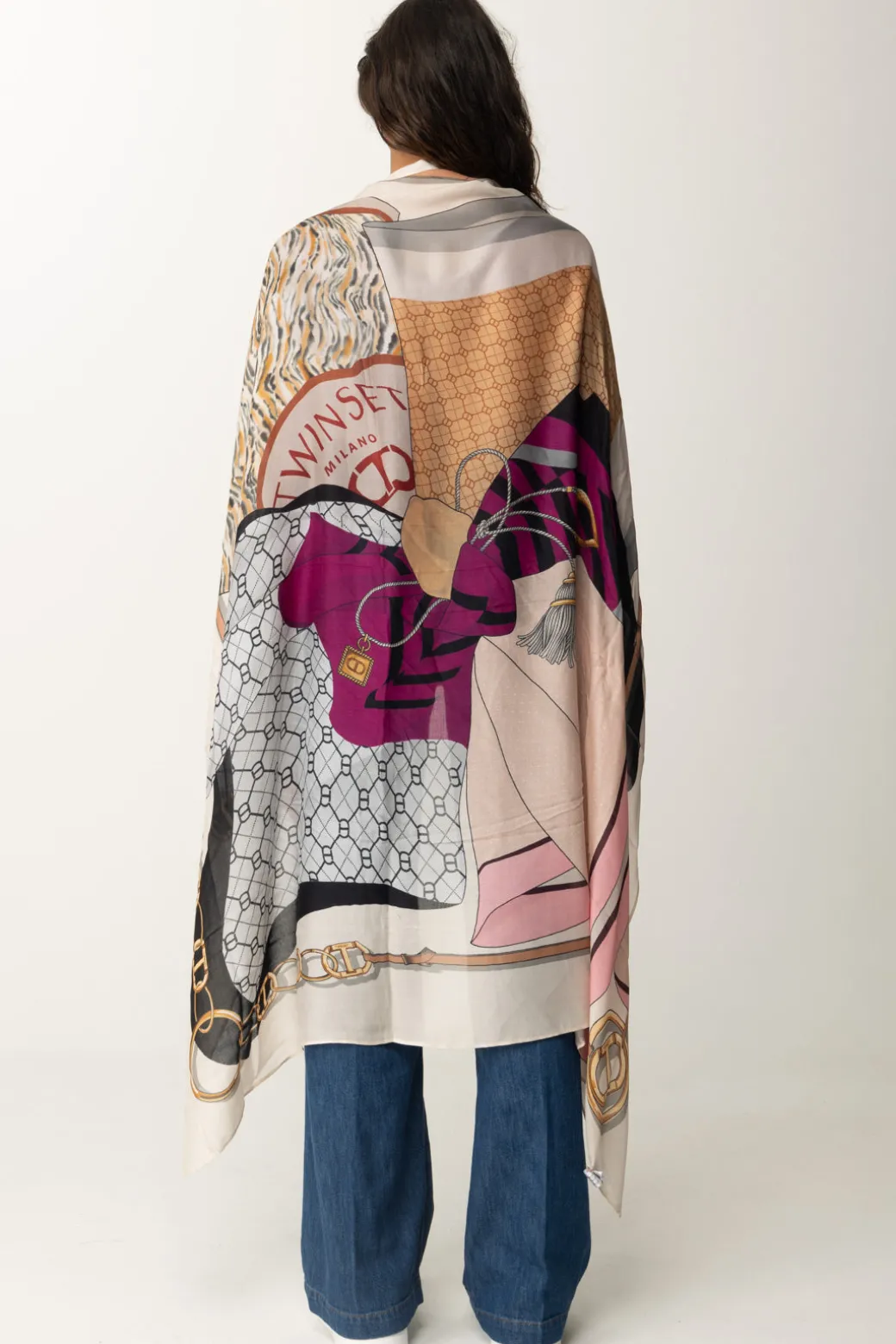 Donna Twin-set Kefiah In Modal con Mix Di Stampe