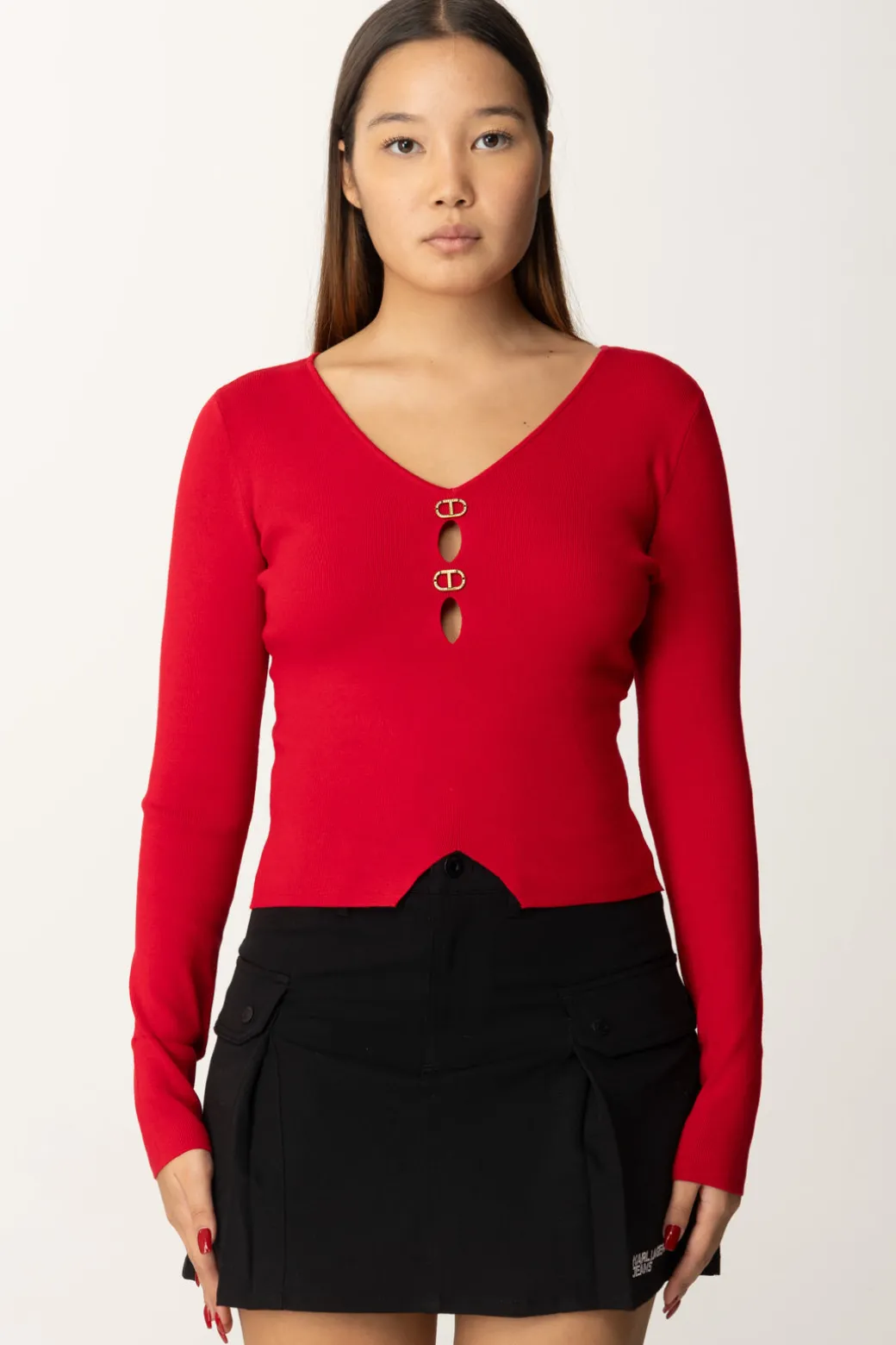 Donna Twin-set Maglia con Dettagli Logati