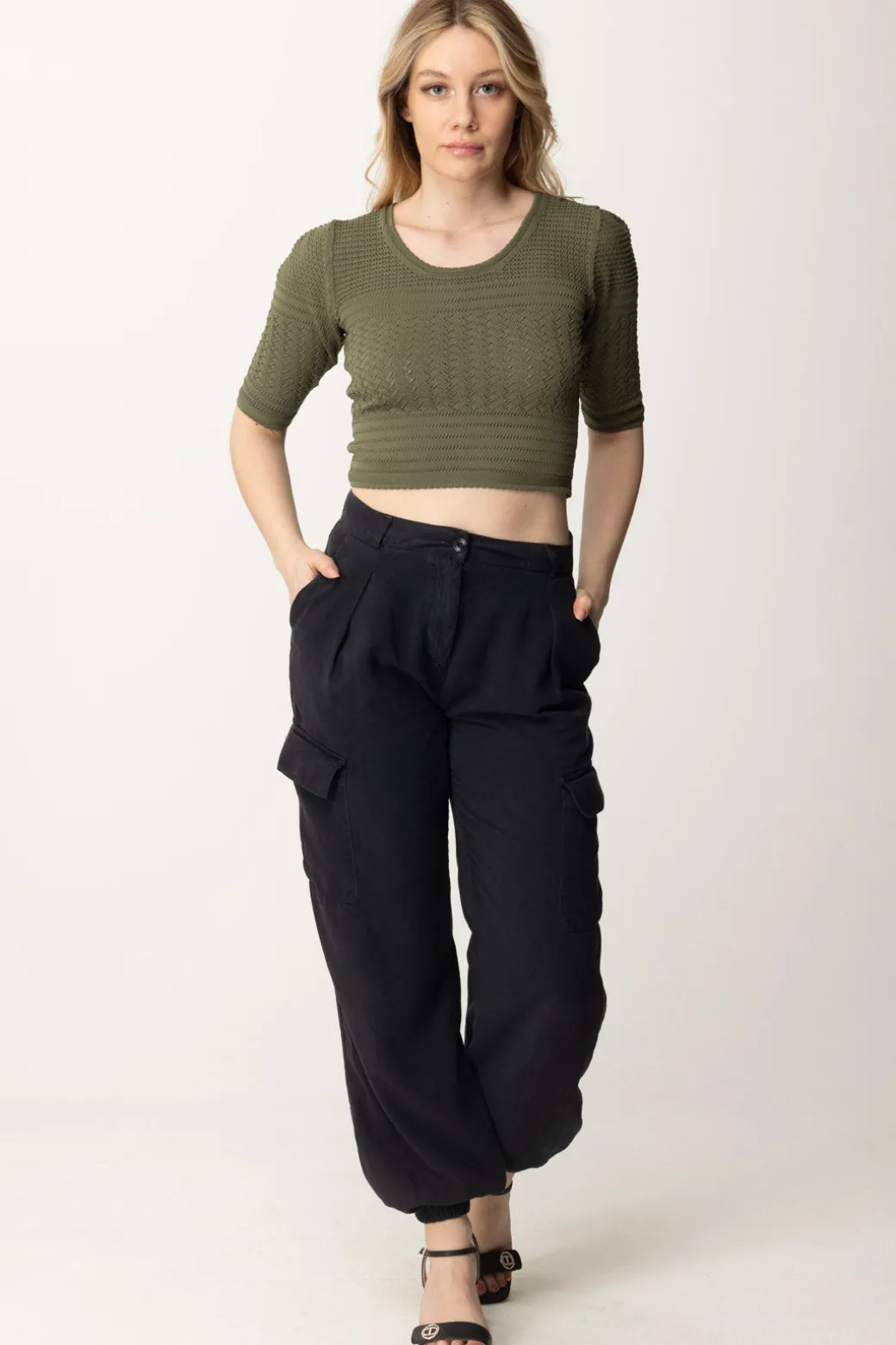 Donna Twin-set Maglia con Mix Di Punti