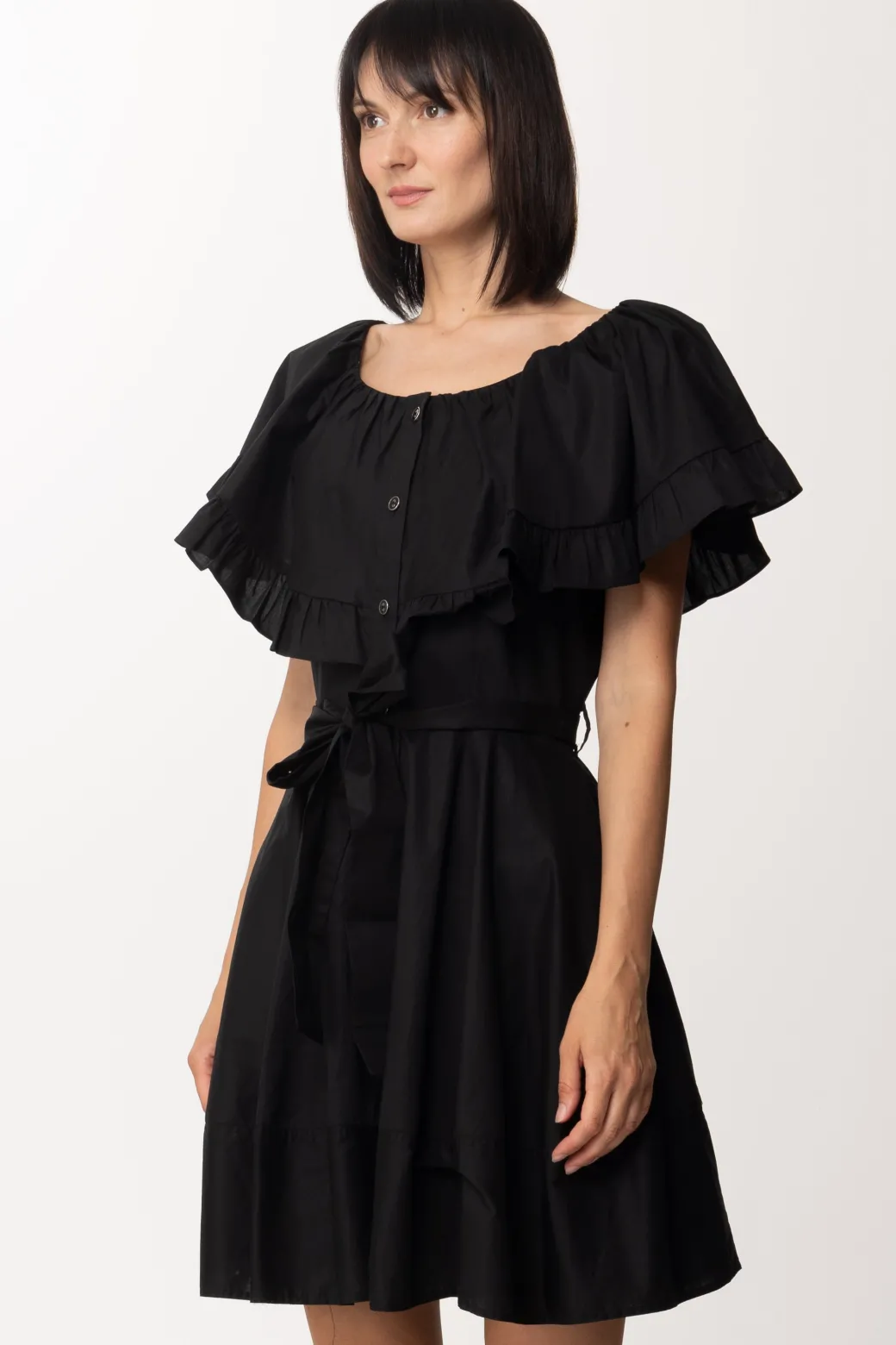 Donna Twin-set Mini Abito Chemisier con Volant