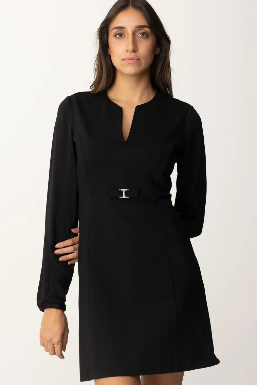 Donna Twin-set Mini Abito con Fiocco e Logo