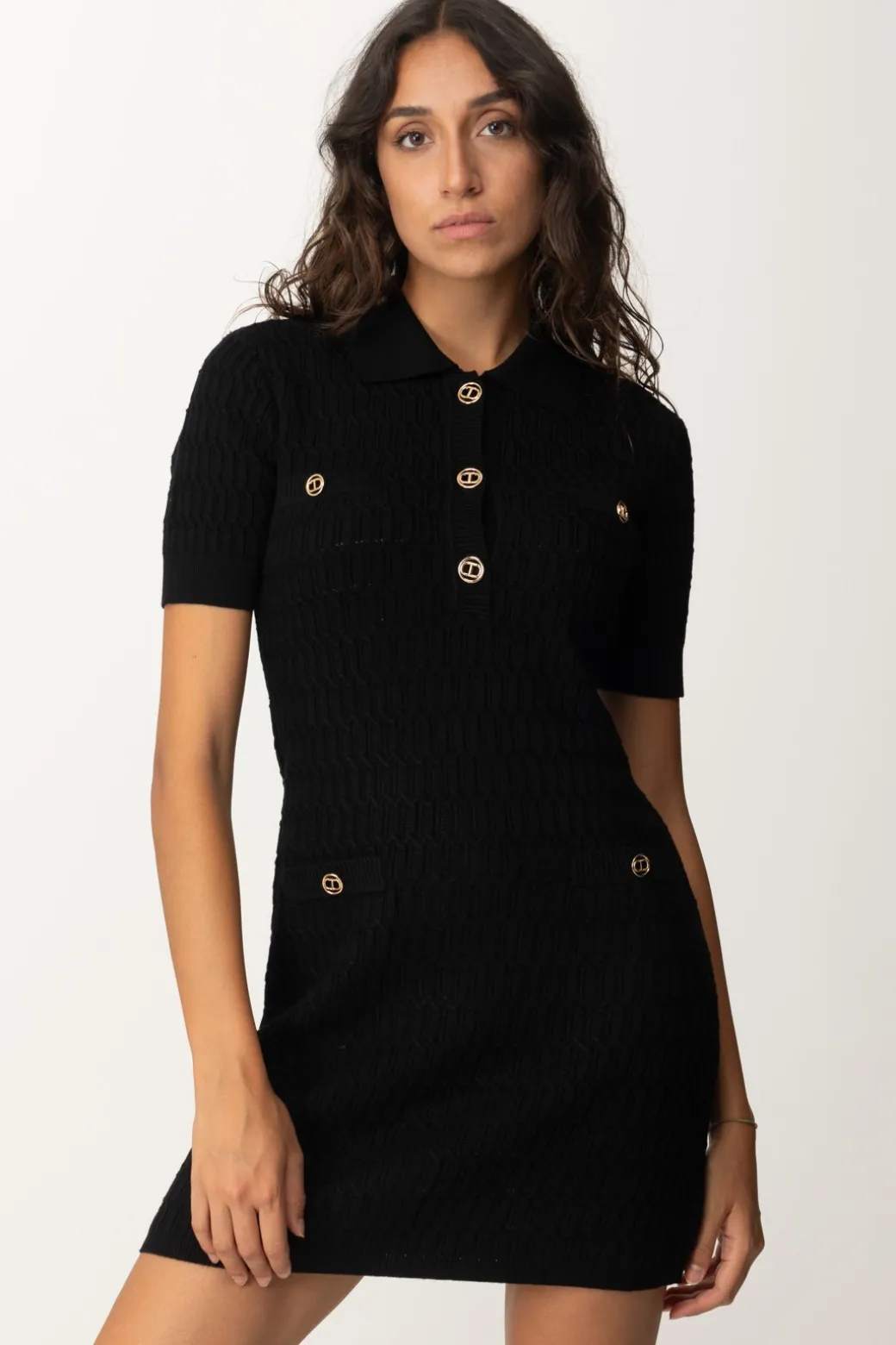 Donna Twin-set Mini Abito In Maglia a Punti Incrociati