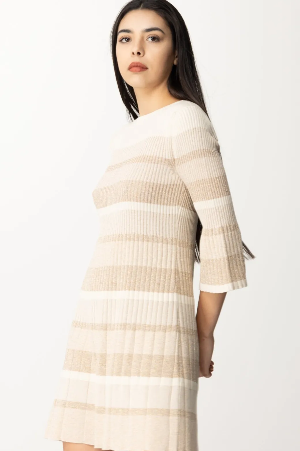 Donna Twin-set Mini Abito In Maglia a RigheNEVE LUREX DEGRADE'