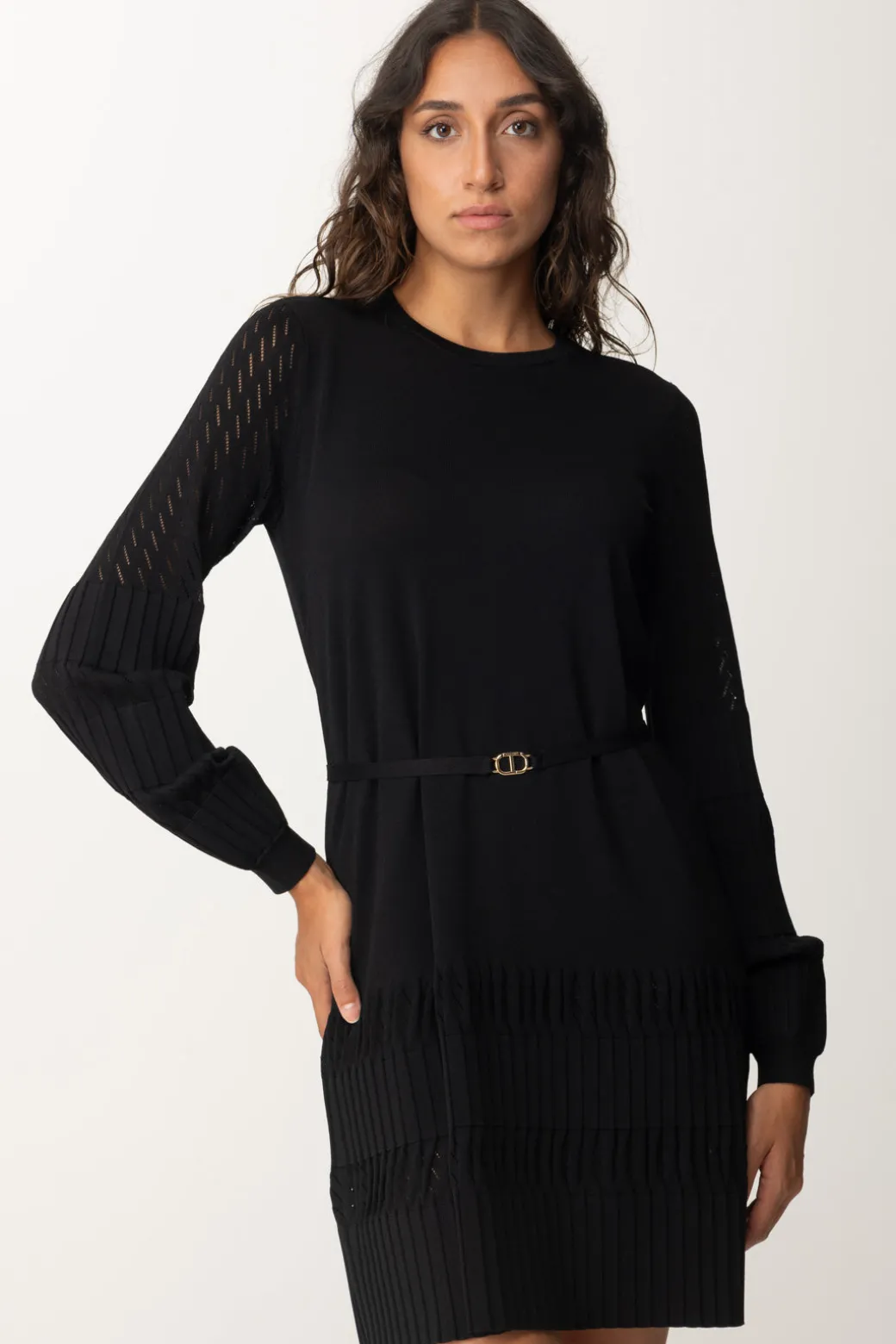 Donna Twin-set Mini Abito In Maglia con Cintura