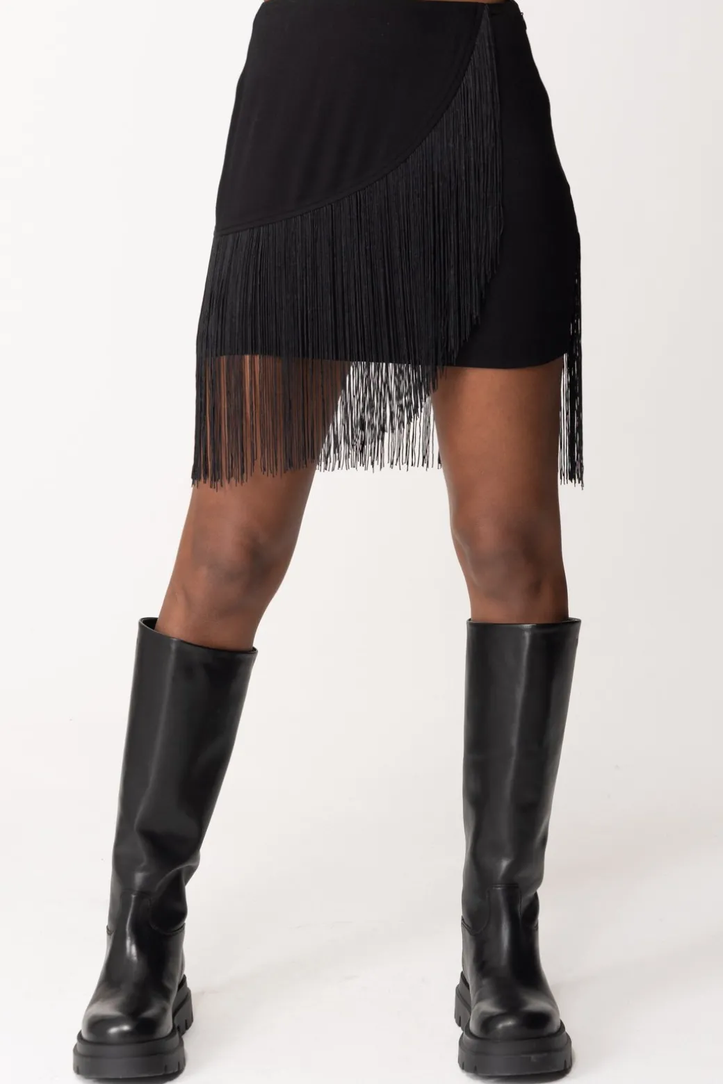 Donna Twin-set Minigonna con Frange